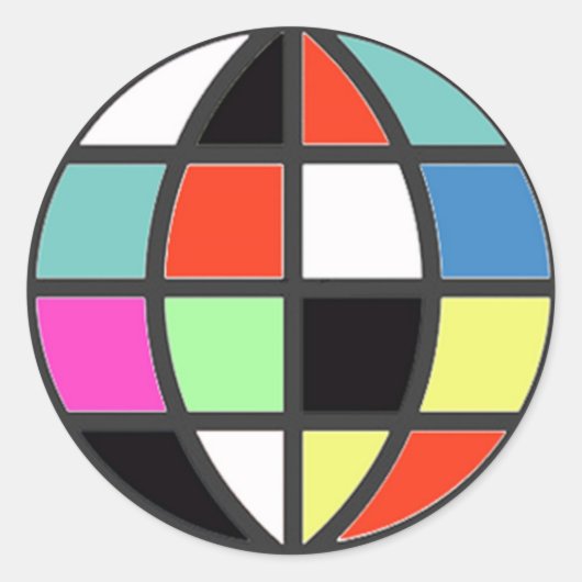 kleurrijk wereldbol ronde sticker (Voorkant)
