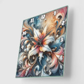 Kleurrijk wervelend bloemontwerp met lelie vierkante klok (Hoek)