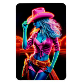 Kleurrijk western meisje met roze cowboy pet kunst magneet