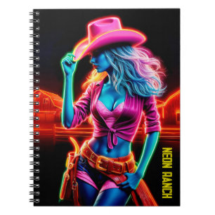 Kleurrijk western meisje met roze cowboy pet kunst notitieboek