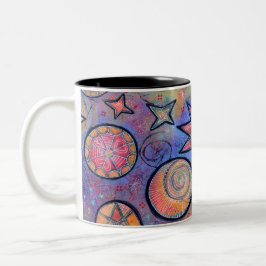 Kleurrijk, Whimsical Celestiaal Kosmosontwerp Tweekleurige Koffiemok