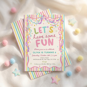 Kleurrijk Whimsical Fun Meisje Verjaardagsuitnodig Kaart