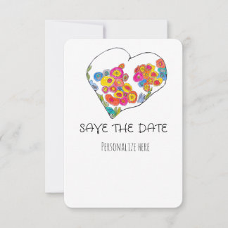 Kleurrijk Whimsical Hart Bewaar de Datum Save The Date