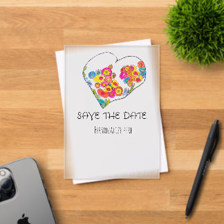 Kleurrijk Whimsical Hart Save the Date Acryl Uitnodigingen