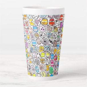 Kleurrijk Whimsisch Patroon Verjaardag & Feestdag Latte Mok