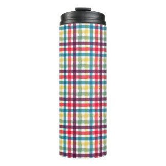 Kleurrijk Whimsisch Plaid Watercolor Patroon Thermosbeker