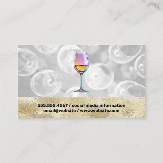 kleurrijk wijnglas | Bovenste Uitzichten bril Visitekaartje (Achterkant)