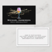 kleurrijk wijnglas | goudspat visitekaartje (Voorkant / Achterkant)