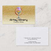 kleurrijk wijnglas | houtnerfpatroon visitekaartje (Voorkant / Achterkant)