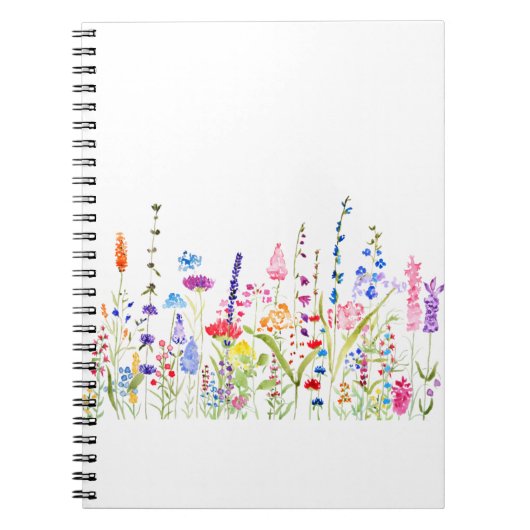 kleurrijk wild bloemveld notitieboek (Voorkant)
