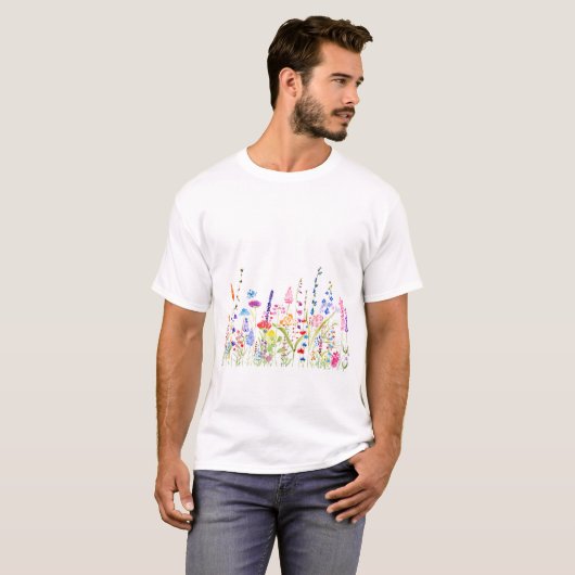 kleurrijk wild bloemveld t-shirt (Voorkant volledig)