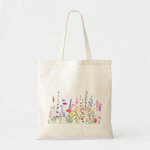 kleurrijk wild bloemveld tote bag