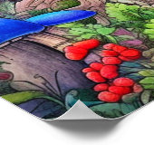 Kleurrijk wild psychedelisch paddenstoelenbos poster (Hoek)