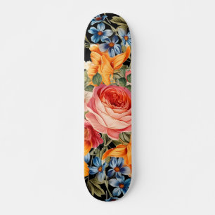 Kleurrijk Wild Roos Bloemen Patroon Skateboard