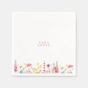 Kleurrijk Wildbloem Aangepast Roze Baby shower voo Servet