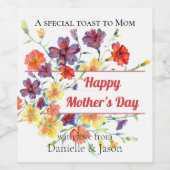 Kleurrijk Wilde Moederdag Wijnlabel Wijn Etiket (Enkel label)