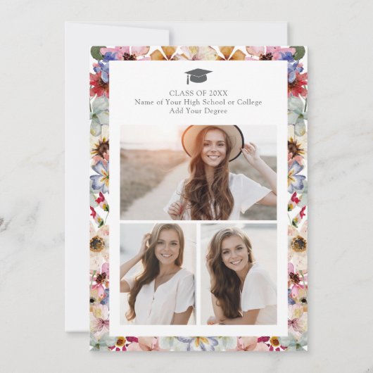 Kleurrijk Wildflower Afstuderen Bedankkaart (Achterkant)