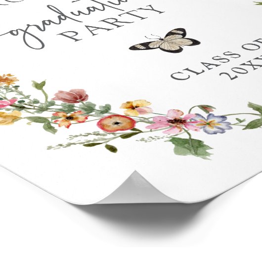 Kleurrijk Wildflower Afstuderen Poster (Hoek)