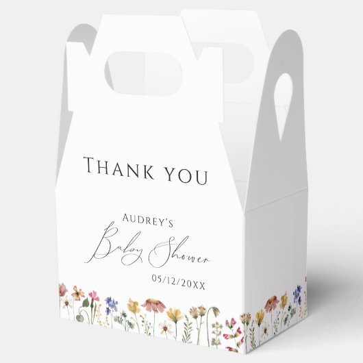 Kleurrijk Wildflower Baby shower Bedankdoosjes (Geopend)