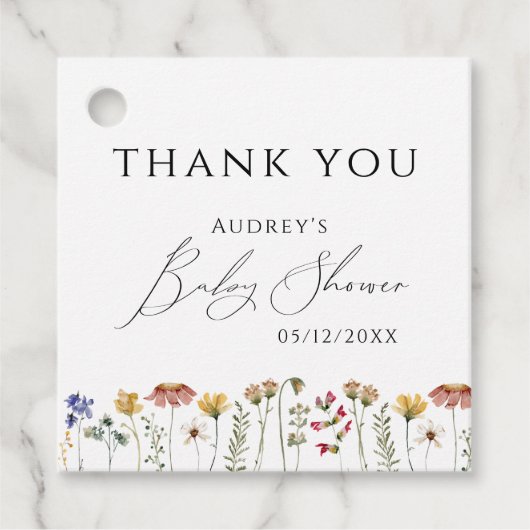 Kleurrijk Wildflower Baby shower Dank u Bedankjes Labels (Voorkant)