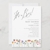 Kleurrijk Wildflower Baby shower Het is een Boy Kaart (Voorkant)