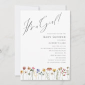 Kleurrijk Wildflower Baby shower Het is een meisje Kaart (Voorkant)