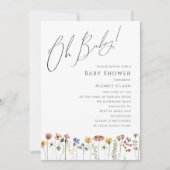 Kleurrijk Wildflower Baby shower Oh Baby! Foto Kaart (Voorkant)
