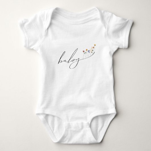 Kleurrijk Wildflower Baby shower Romper (Voorkant)