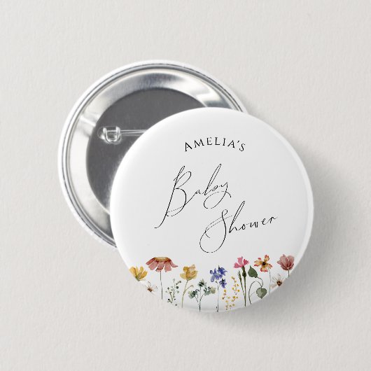 Kleurrijk Wildflower Baby shower Ronde Button 5,7 Cm (Voorkant /achterkant)