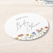 Kleurrijk Wildflower Baby shower Ronde Kartonnen Onderzetter (Gebogen)