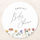 Kleurrijk Wildflower Baby shower Ronde Kartonnen Onderzetter (Voorkant)