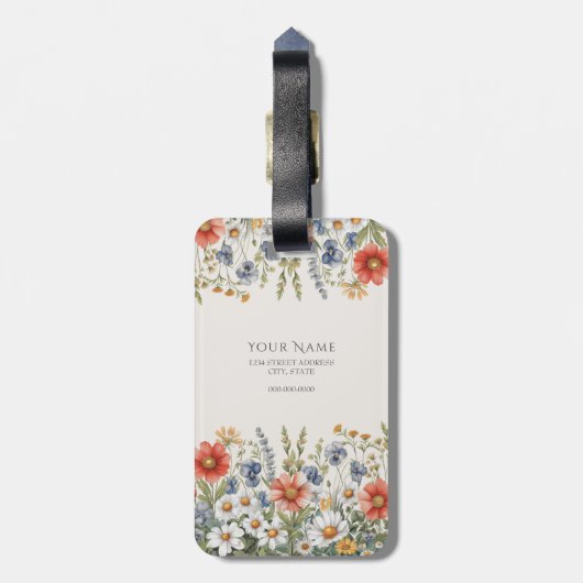 Kleurrijk Wildflower Bagagelabel (Achterkant verticaal)