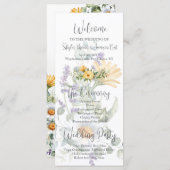 Kleurrijk Wildflower bruiloft programma (Voorkant / Achterkant)