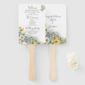 Kleurrijk Wildflower bruiloft programma Handwaaier (Voorkant en achterkant)