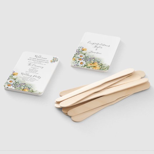 Kleurrijk Wildflower bruiloft programma Handwaaier (Niet-gemonteerd)