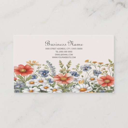 Kleurrijk Wildflower Visitekaartje (Achterkant)