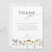 Kleurrijk Wildflower Vlak Verticaal Baby shower Bedankkaart (Voorkant)