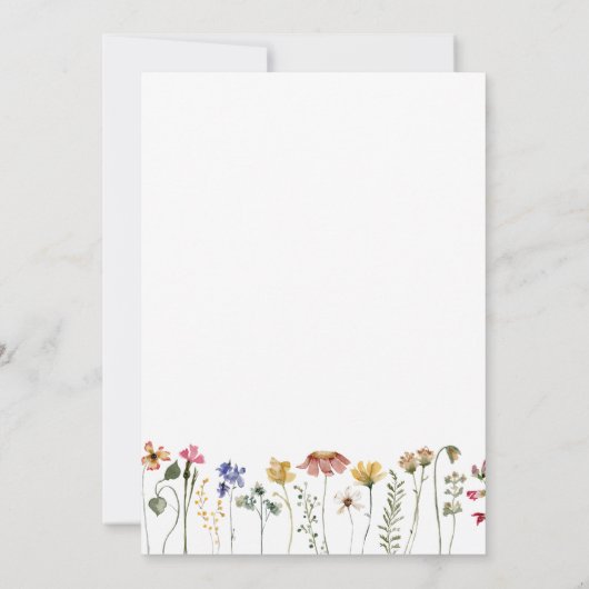 Kleurrijk Wildflower Vlak Verticaal Baby shower Bedankkaart (Achterkant)