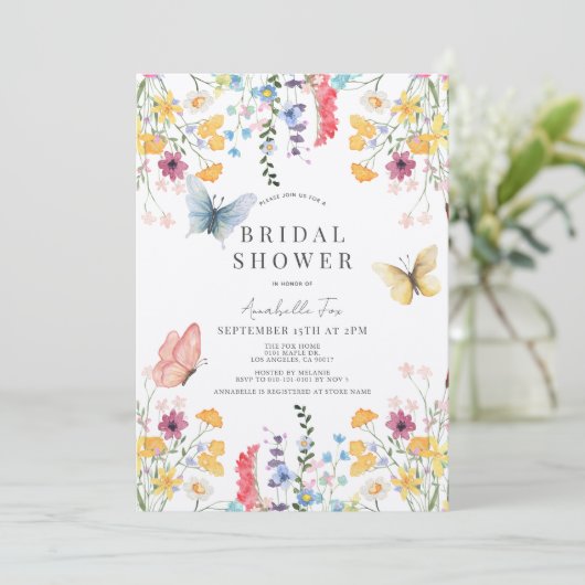 Kleurrijk Wildflower & Vlinder Vrijgezellenfeest Kaart (Staand voorkant)