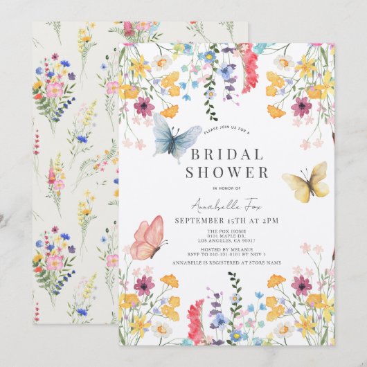 Kleurrijk Wildflower & Vlinder Vrijgezellenfeest Kaart (Voorkant / Achterkant)