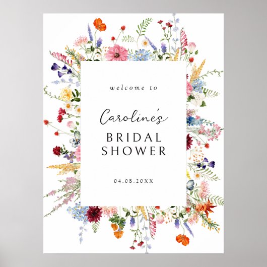 Kleurrijk Wildflower Vrijgezellenfeest Downloadbaa Poster (Voorkant)