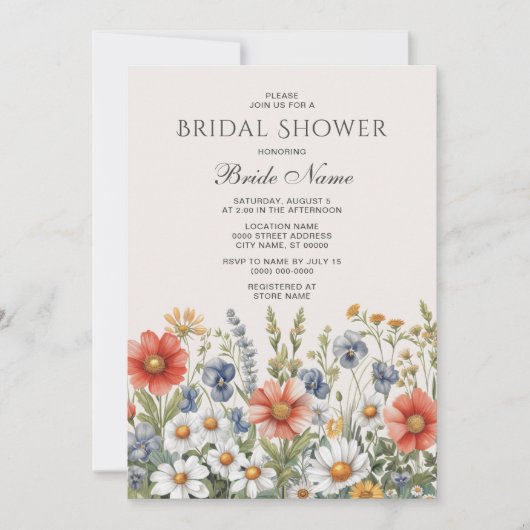 Kleurrijk Wildflower Vrijgezellenfeest Kaart (Voorkant)