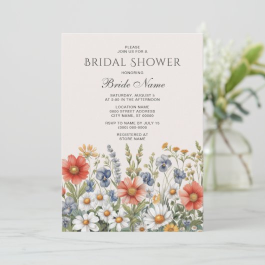 Kleurrijk Wildflower Vrijgezellenfeest Kaart (Staand voorkant)