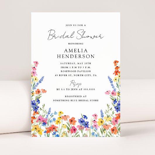 Kleurrijk Wildflower Vrijgezellenfeest Kaart