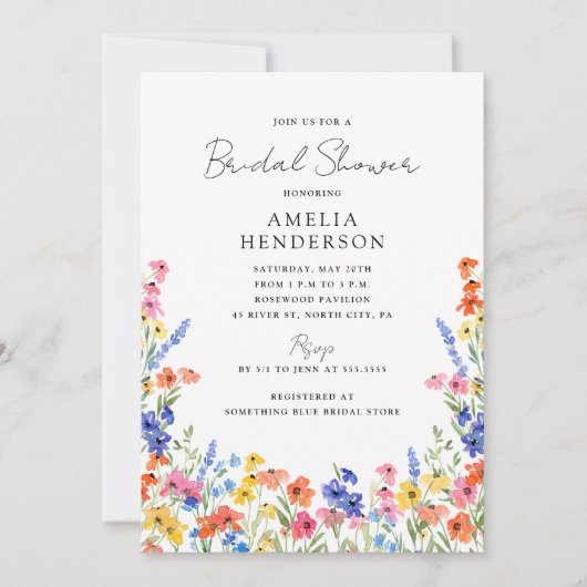 Kleurrijk Wildflower Vrijgezellenfeest Kaart (Voorkant)