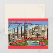 Kleurrijk Williamsport PA Briefkaart (Voorkant / Achterkant)