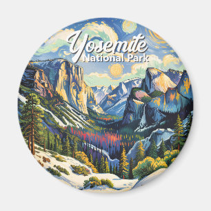 Kleurrijk winterzicht door de Yosemite-bergtunnel Magneet