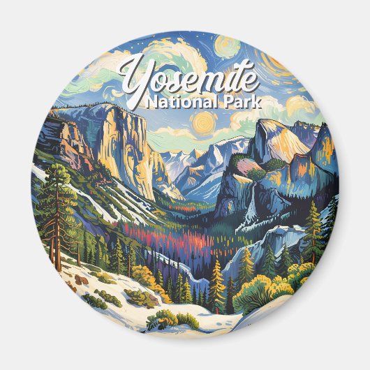 Kleurrijk winterzicht door de Yosemite-bergtunnel Magneet (Voorkant)