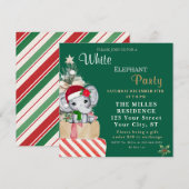 Kleurrijk Witte Olifant Kerstvakantie Feest Feestdagenkaart (Voorkant / Achterkant)