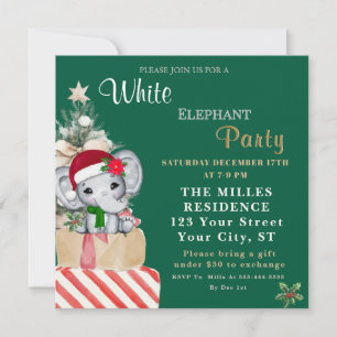 Kleurrijk Witte Olifant Kerstvakantiefeest  Feestdagenkaart